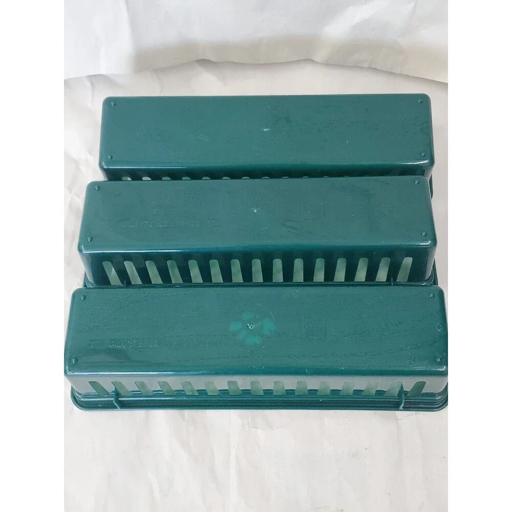 Vntg. Ekco Consumer Plastics Inc. Green Organizer Baskets (Lot Of 3)Storage(516)